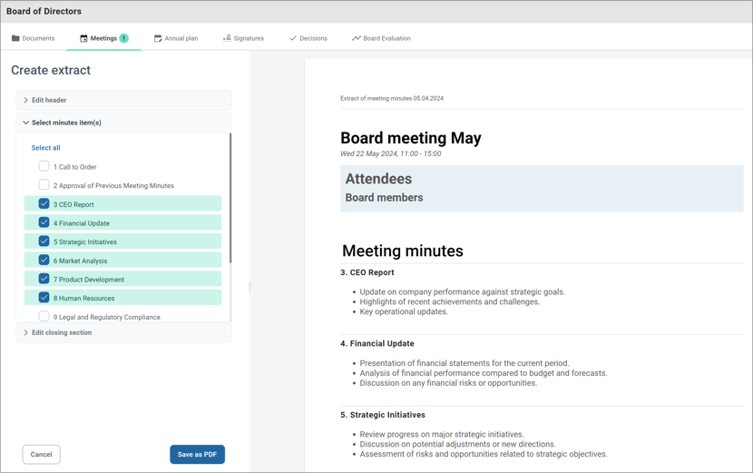 Create extract with selected minutes items Frame (1)