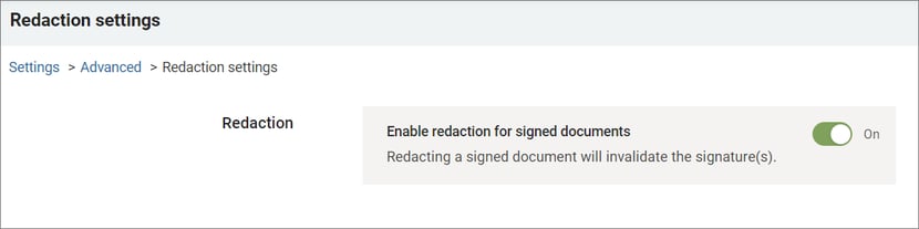Redaction on signed documents