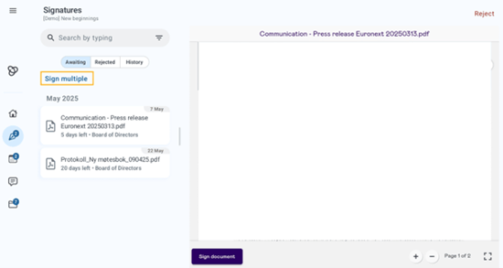 sign multiple requests