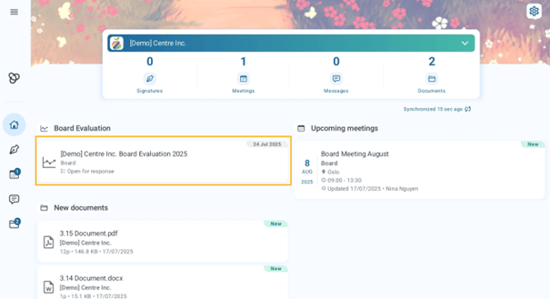 board evaluation on dashboard