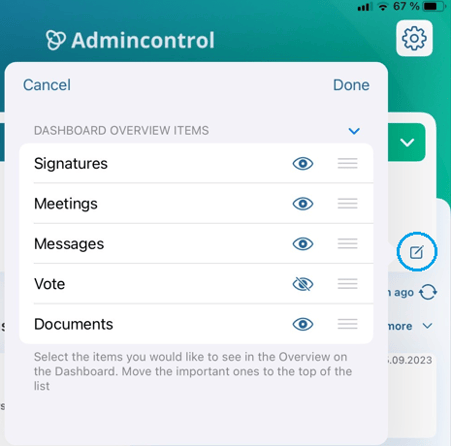 select overview items
