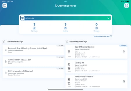 portal dashboard electronic signing