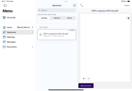 sign documents awaiting
