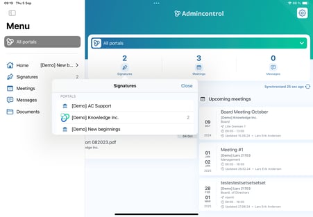 signing accross multiple portals