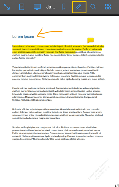 take notes annotations highlighted
