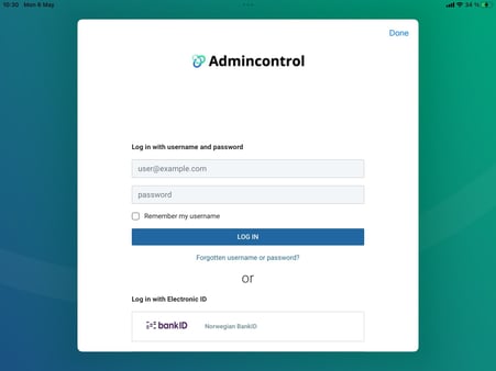 log in with username and password