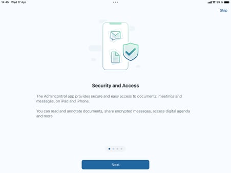 information slides during app setup