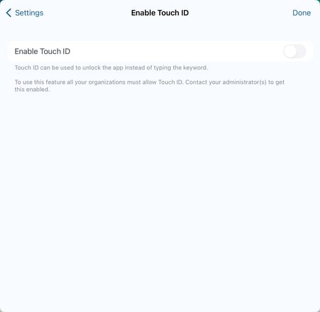 enable touch ID