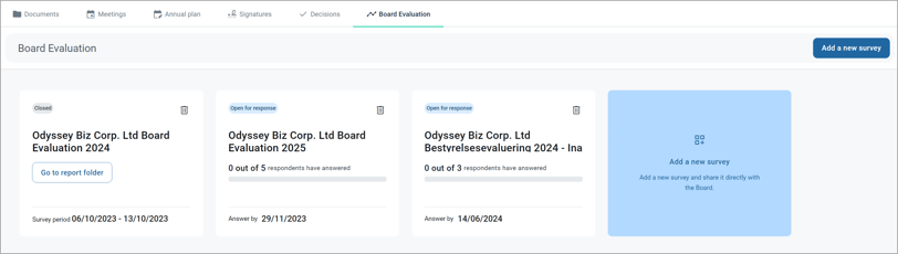 Click the blue Add a new survey button