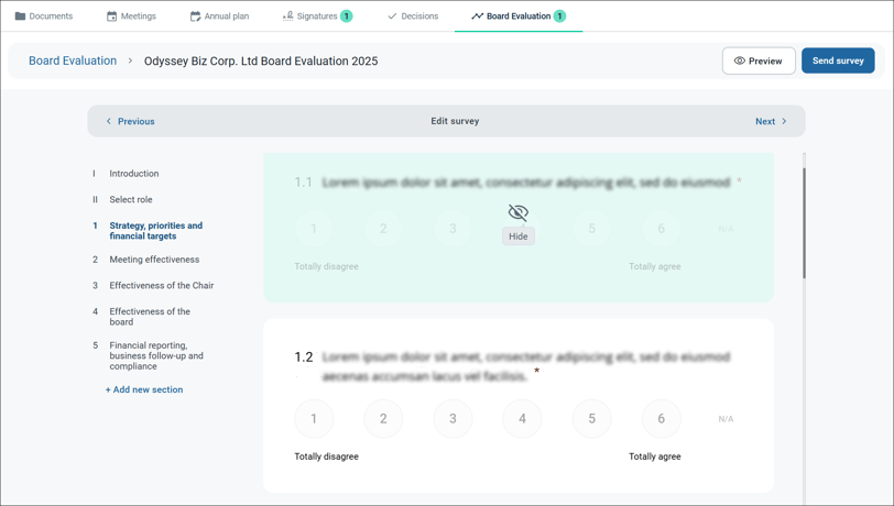 Hover over question and select Hide