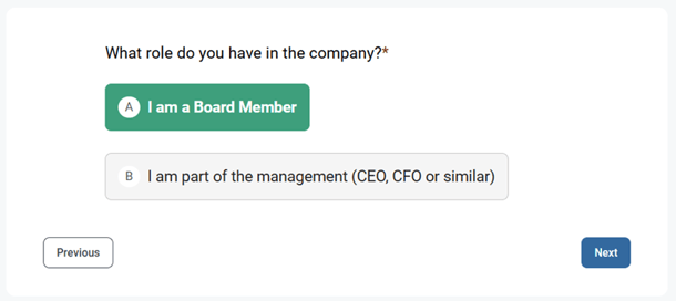 Select your role and click Next