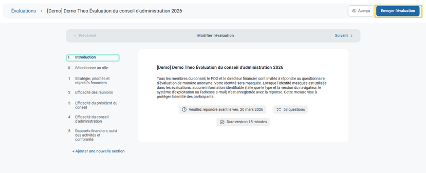 Envoyer l'évaluation