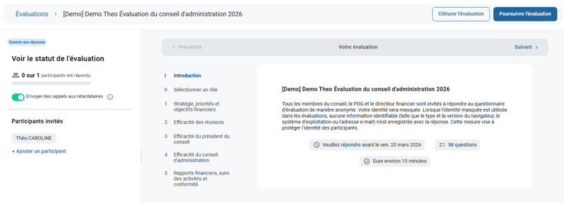 Statut de l'évaluation
