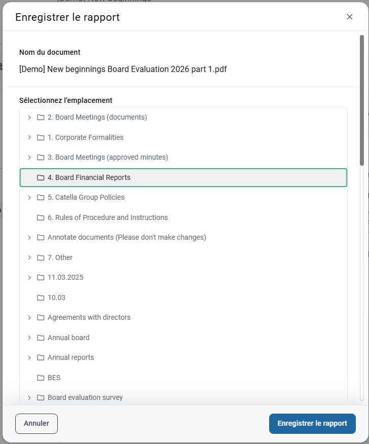 Enregistrer le rapport