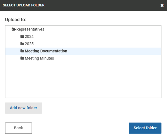 select folder in upload modal