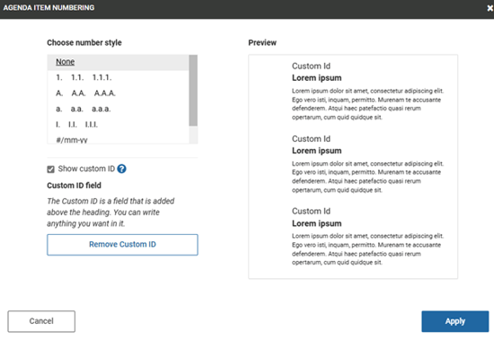 none selected as numbering