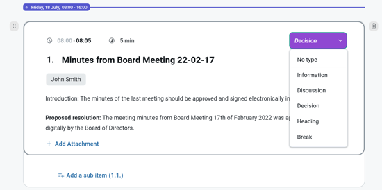 type of agenda item