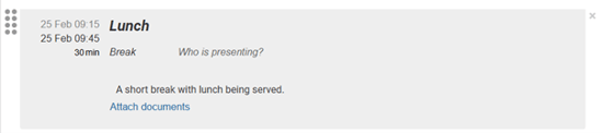 agenda item type example lunch