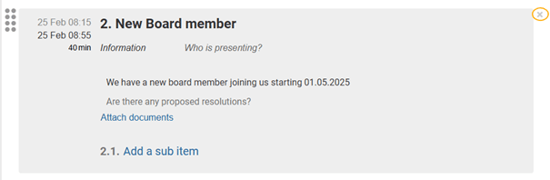 delete agenda item mark selected