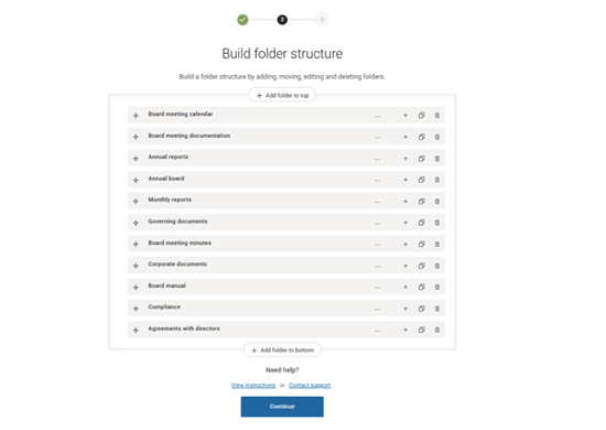 preview of folders of a template