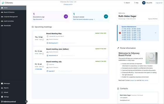 Board portal Home page