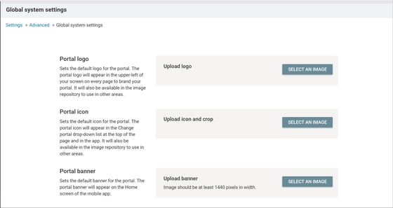 global system settings option under settings