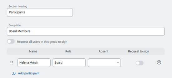 Organizational functions in meeting minutes