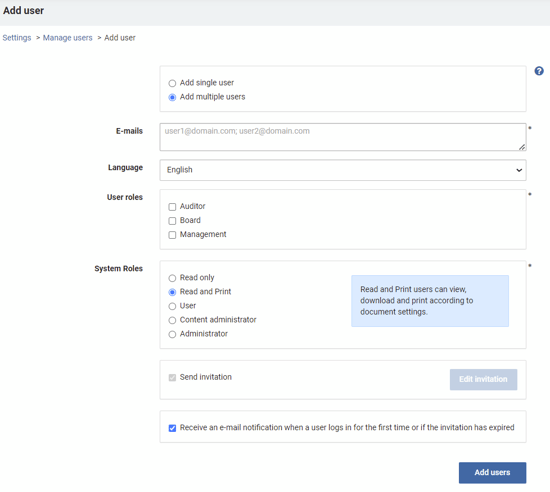 add multiple users viewed under add user