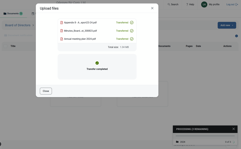 Upload transfer and processing overview