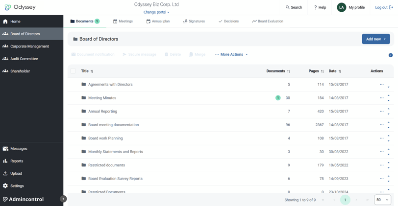 Documents section - More actions