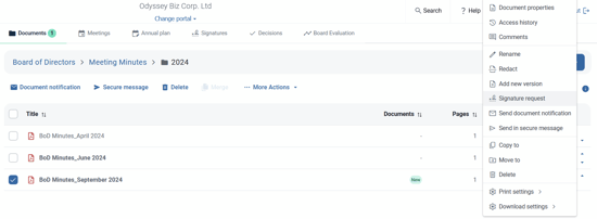 select document and choose signature request