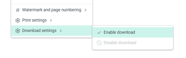 enable download for document