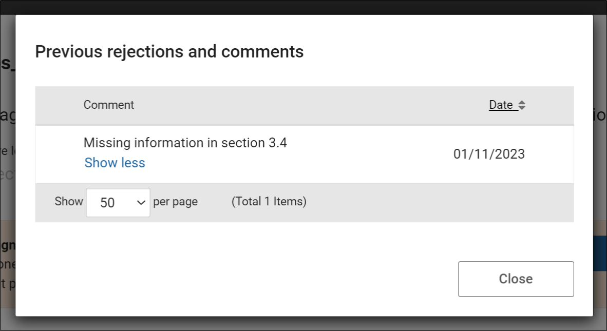 Previous rejections and comments