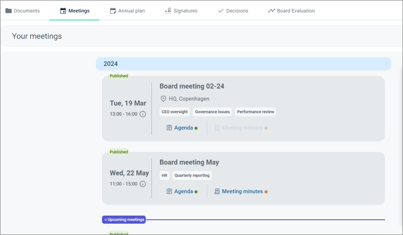 Your meetings overview