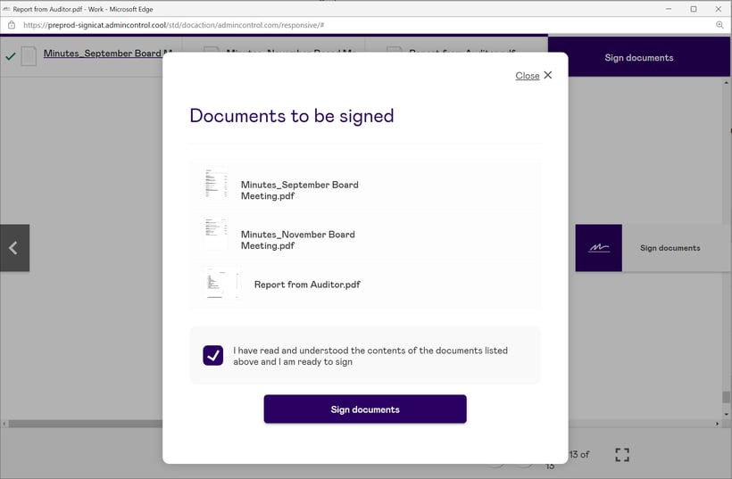 multiple documents selected for signing