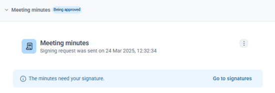 being approved status when needing your signature