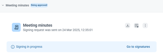 being approved when signing in progress