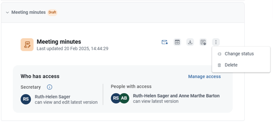 Meeting minutes change status