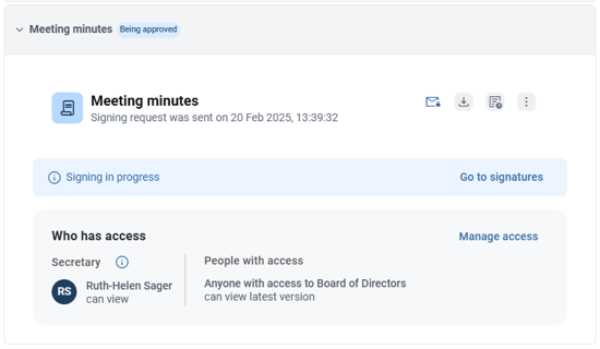 Meeting minutes request status