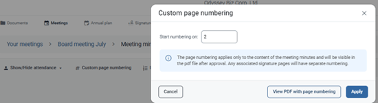 custom page numbering