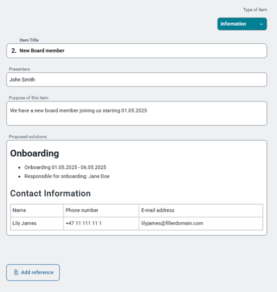 example of text formatting