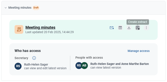 Meeting minutes create extract