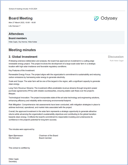 preview of minutes extract