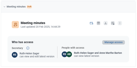 Meeting minutes manage access