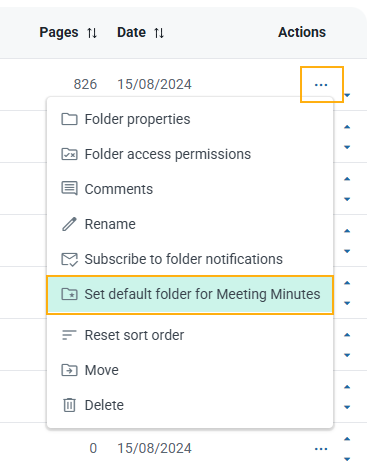 set default folder drop down menu