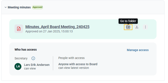 go to folder from minutes