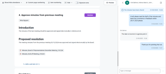 feedback view inside minutes