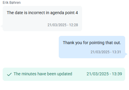 update notification in message