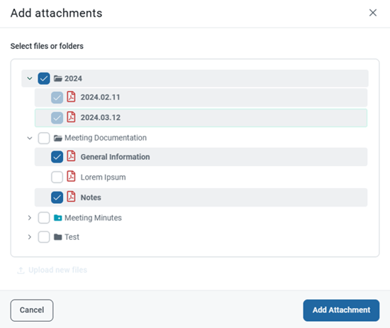 add attachments in folder view