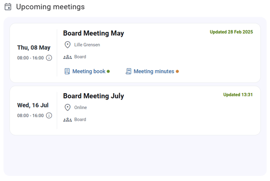 upcoming meetings widget